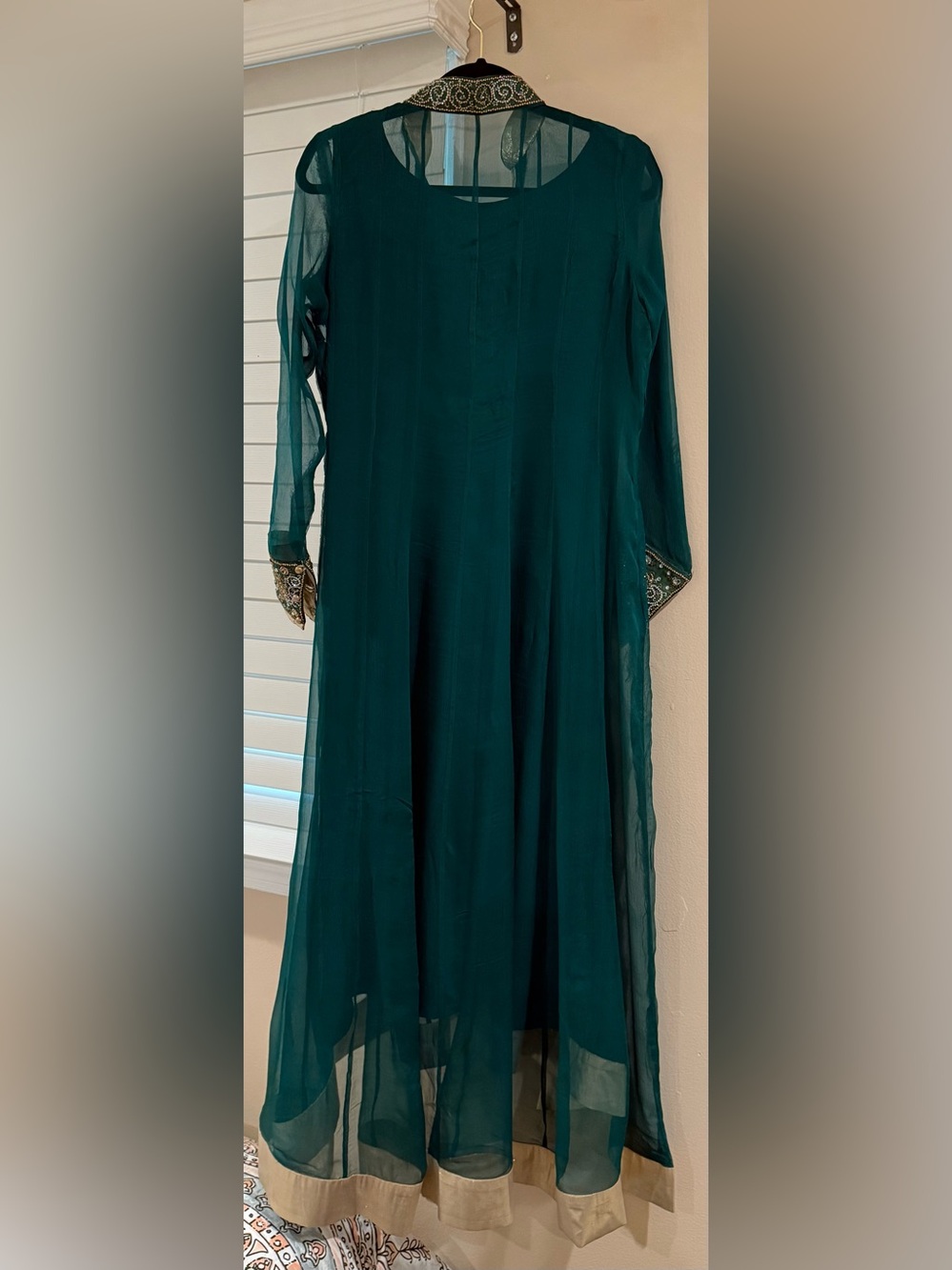 4 Piece Pakistani Wedding Chiffon High Low Gown Dress Green size M - Picture 5 of 13